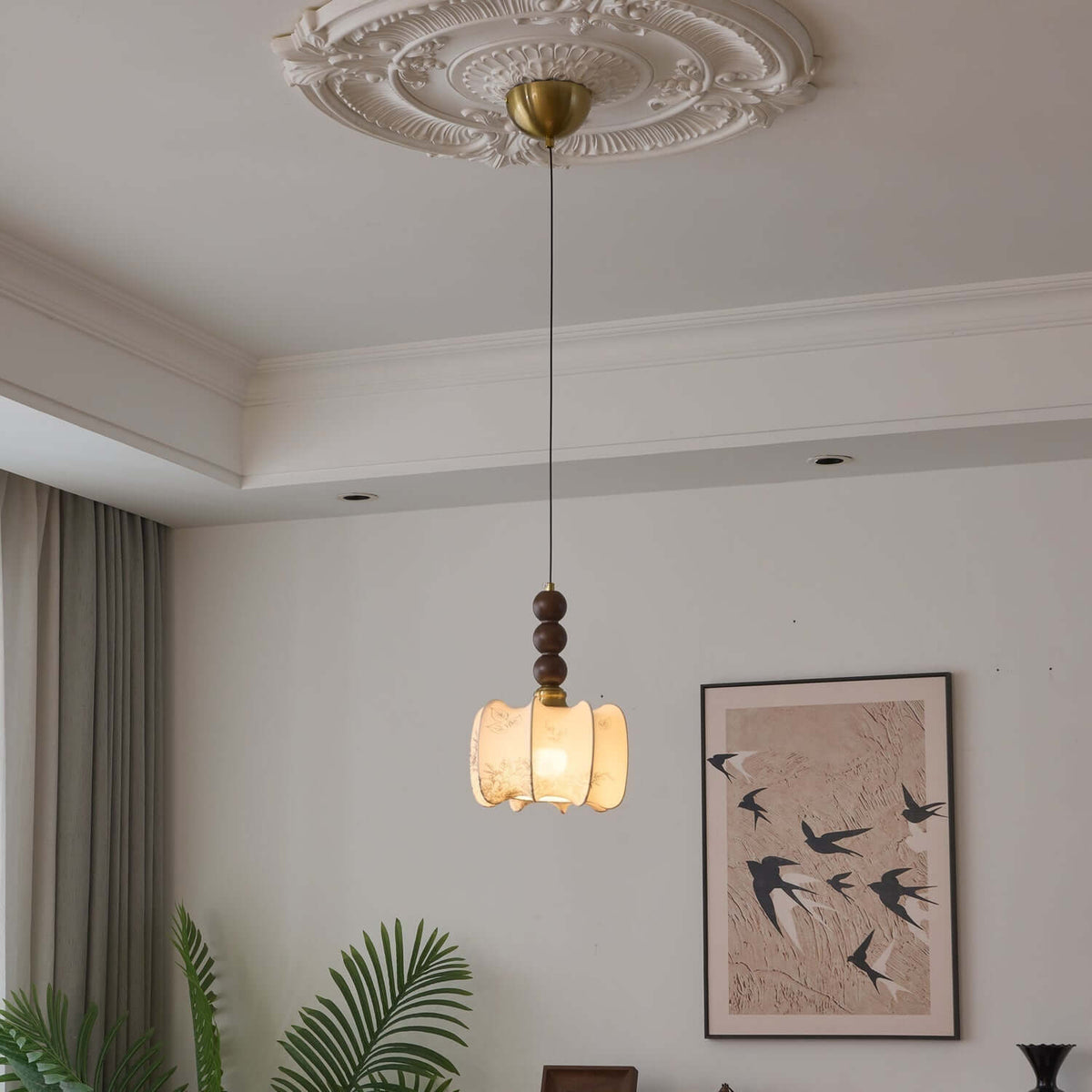 Hanglamp met Glas - Hout & Metaal