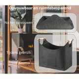 Opvouwbare Viltmand XL met Houten Handgrepen – Duurzame en Stijlvolle Houtdrager voor Binnengebruik