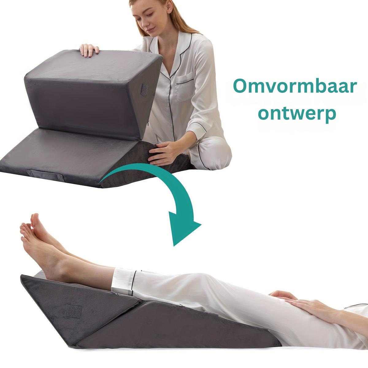 RelaxPlus orthopedisch verstelbaar wigkussen – 7-in-1 premium ondersteuningssysteem van traagschuim