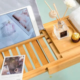 Solavera Bamboe Relax Tray | Uittrekbaar Badkuipblad | Duurzaam & Elegant | Met Glas- & Boekhouder voor Spa-genot Thuis