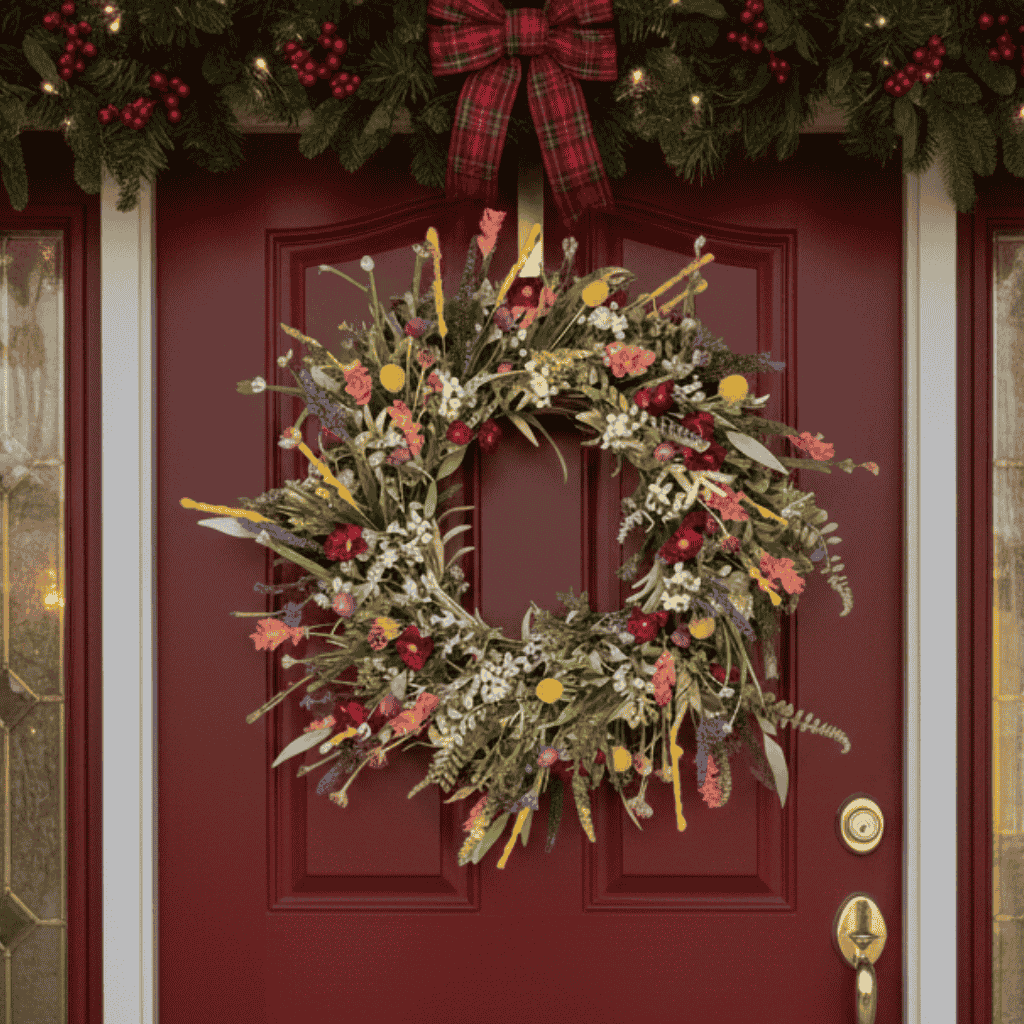 FLORASPIRE – Weelderige decoratieve deurkrans met realistische bloemen en het hele jaar door charme