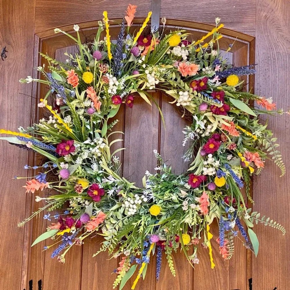 FLORASPIRE – Weelderige decoratieve deurkrans met realistische bloemen en het hele jaar door charme