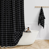 COTTAGELOOM – Boho-Linnen Douchegordijn met Kwasten