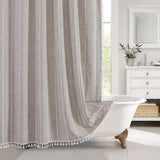 COTTAGELOOM – Boho-Linnen Douchegordijn met Kwasten