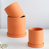 POTERIE – Moderne bloempot van keramiek met schotel