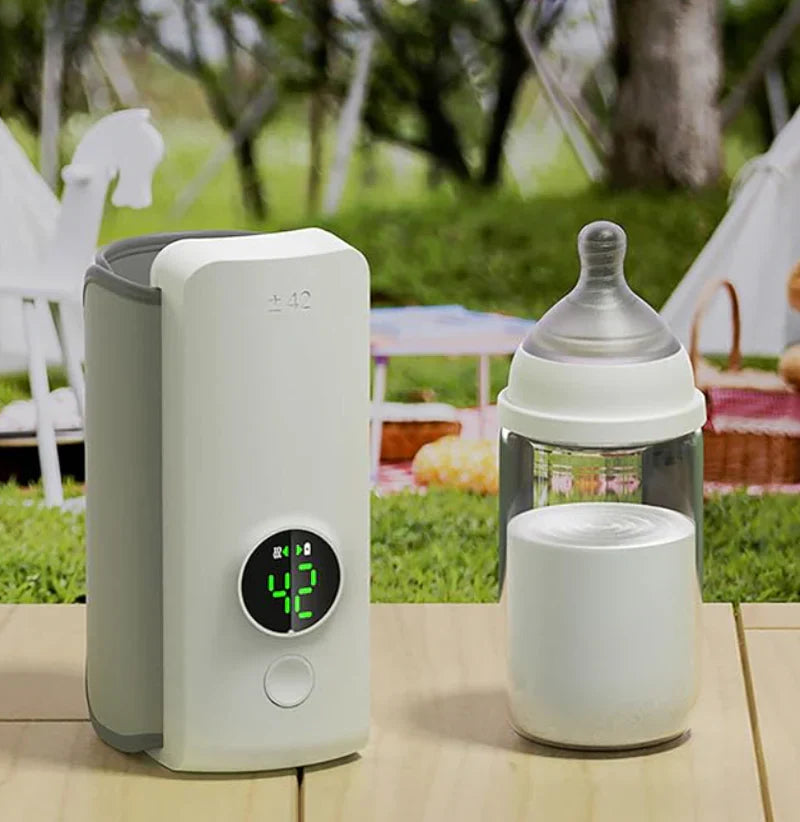 Draagbare Baby Flesverwarmer – 6 Instelbare Warmtestanden & Temperatuurregeling voor Onderweg