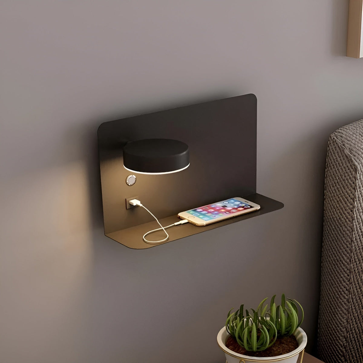 LED-Wandlamp met USB-oplader en schakelaar - GlowPort