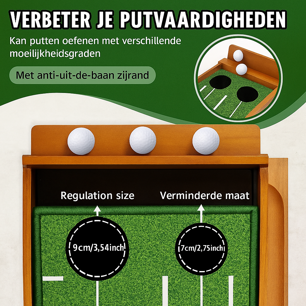 SIYA – Golf Putting Mat met Auto Ball Return | Puttingmat met Houten Basis | Luxe Oefenmat voor Binnen en Buiten