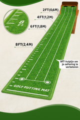 SIYA – Golf Putting Mat met Auto Ball Return | Puttingmat met Houten Basis | Luxe Oefenmat voor Binnen en Buiten