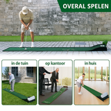 HUAEN – Golf Accelerator Pro Putting Mat | Puttingmat met Terugslagfunctie | Polyester Mat met Lengtegidsen 213 cm