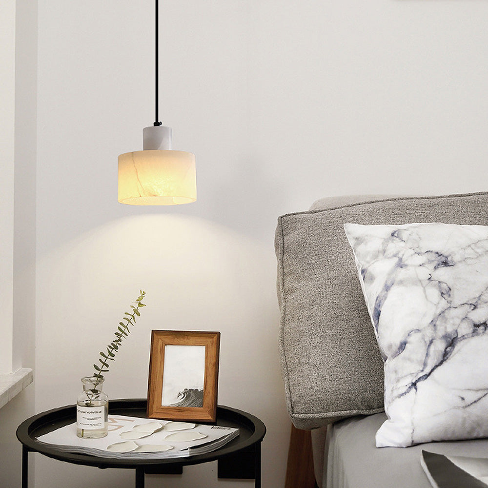 Scandinavische Witte Marmeren Hanglamp – Minimalistische Elegantie voor Moderne Interieurs