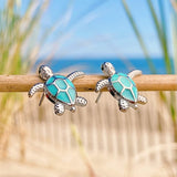 Zeewierschildpad Oorbellen van Opal en Zilver – Elena