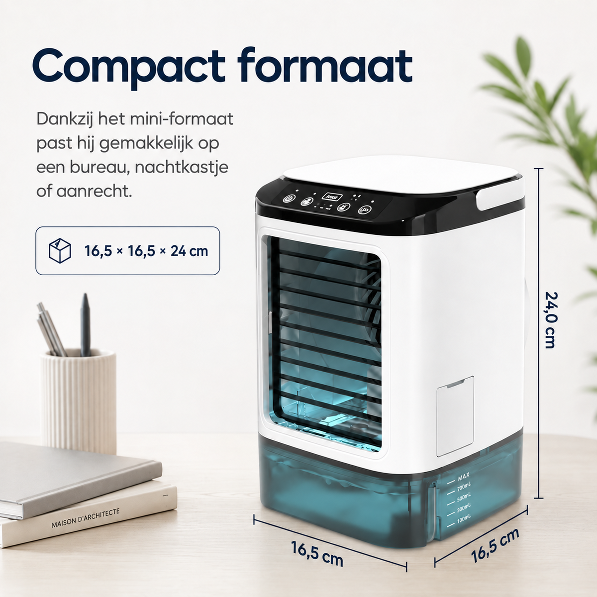 Draagbare desktop-luchtkoeler met verdampingsprincipe – USB-voeding met een groot waterreservoir