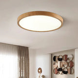 Ultradunne Circulaire Plafondlamp – Strakke Walnoot-effect LED voor een Modern Huis