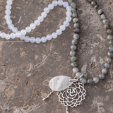 Labradoriet, Jade en Amethyst Mala – Seraphine