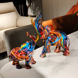 Abstracte meerkleurige olifantenstandbeeld - een majestueus kunstwerk voor thuisdecoratie