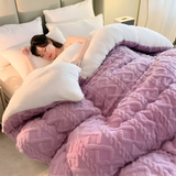 Fluff Fusion Dekbed - Dikke dubbelzijdige dekbed met vulling - Geometrisch pluche dekbed - Machinewasbaar