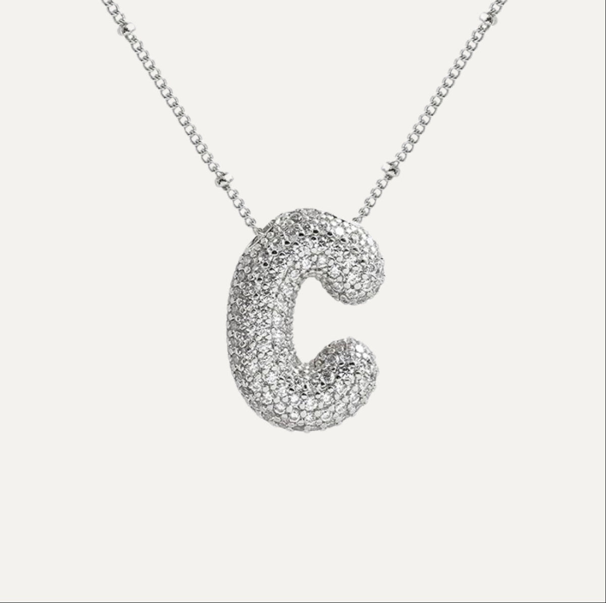 Dames Ketting – Initial Hanger – Fonkelende Stenen – Verfijnde Schakelketting – Statement Sieraad