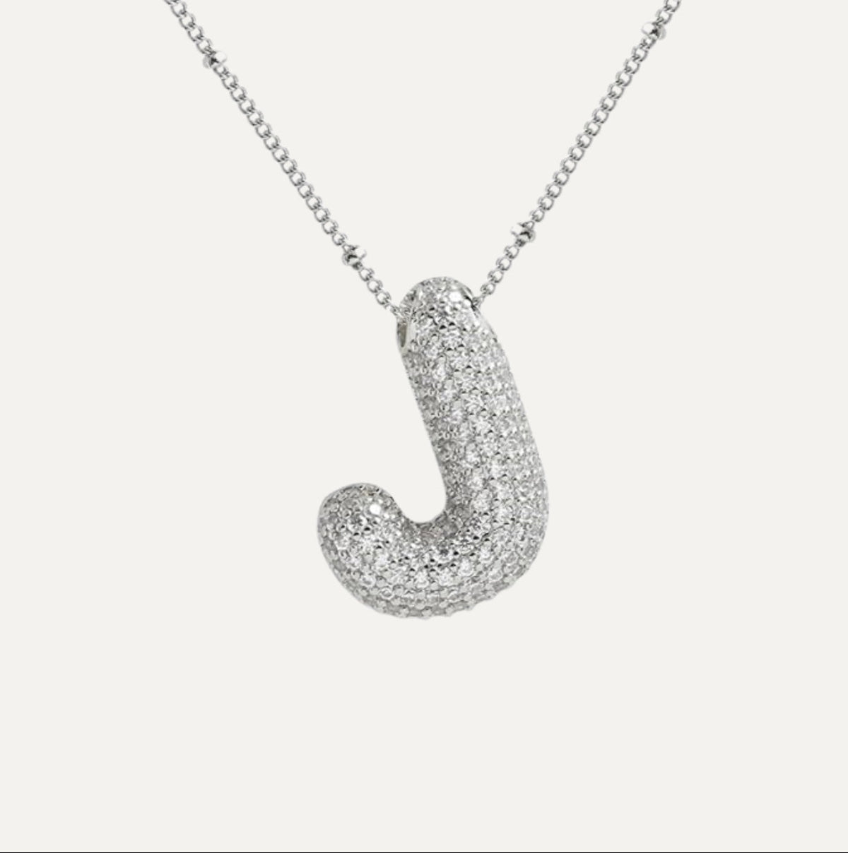 Dames Ketting – Initial Hanger – Fonkelende Stenen – Verfijnde Schakelketting – Statement Sieraad