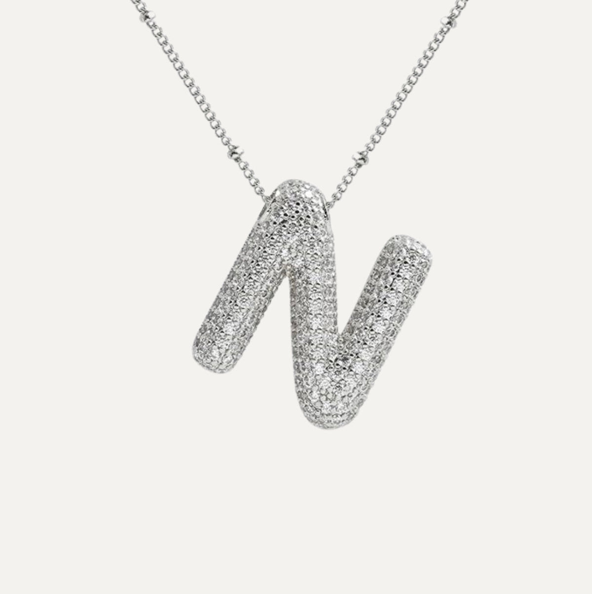 Dames Ketting – Initial Hanger – Fonkelende Stenen – Verfijnde Schakelketting – Statement Sieraad