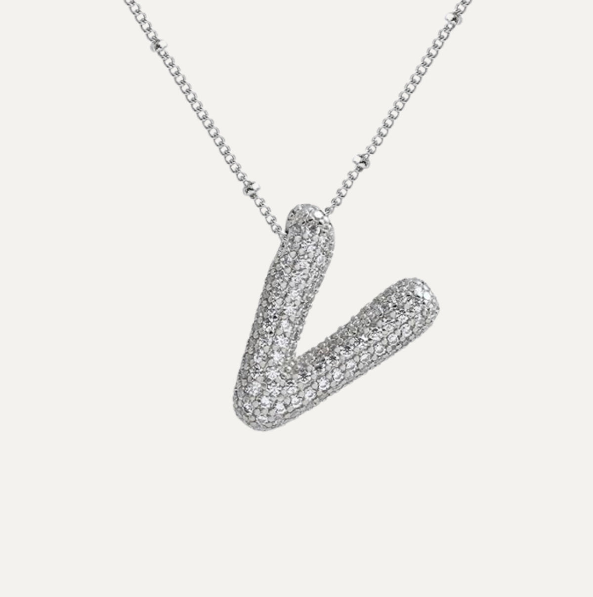 Dames Ketting – Initial Hanger – Fonkelende Stenen – Verfijnde Schakelketting – Statement Sieraad
