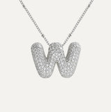 Dames Ketting – Initial Hanger – Fonkelende Stenen – Verfijnde Schakelketting – Statement Sieraad