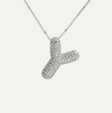 Dames Ketting – Initial Hanger – Fonkelende Stenen – Verfijnde Schakelketting – Statement Sieraad