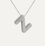 Dames Ketting – Initial Hanger – Fonkelende Stenen – Verfijnde Schakelketting – Statement Sieraad