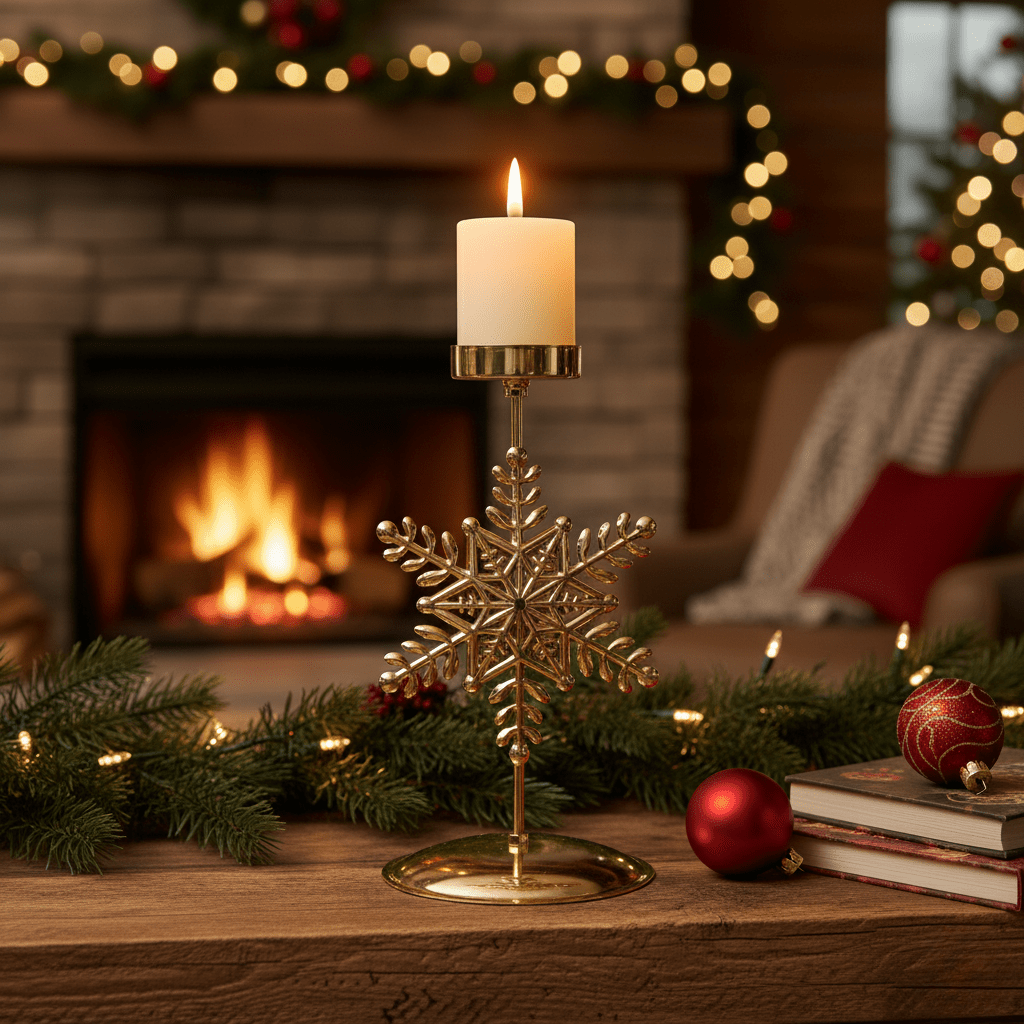 GLORIAHOME – Vintage Gouden Kaarsenhouder voor Elegante Kerstdecoratie