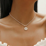 Madeliefje- & Parels-hanger-ketting voor dames – Lara
