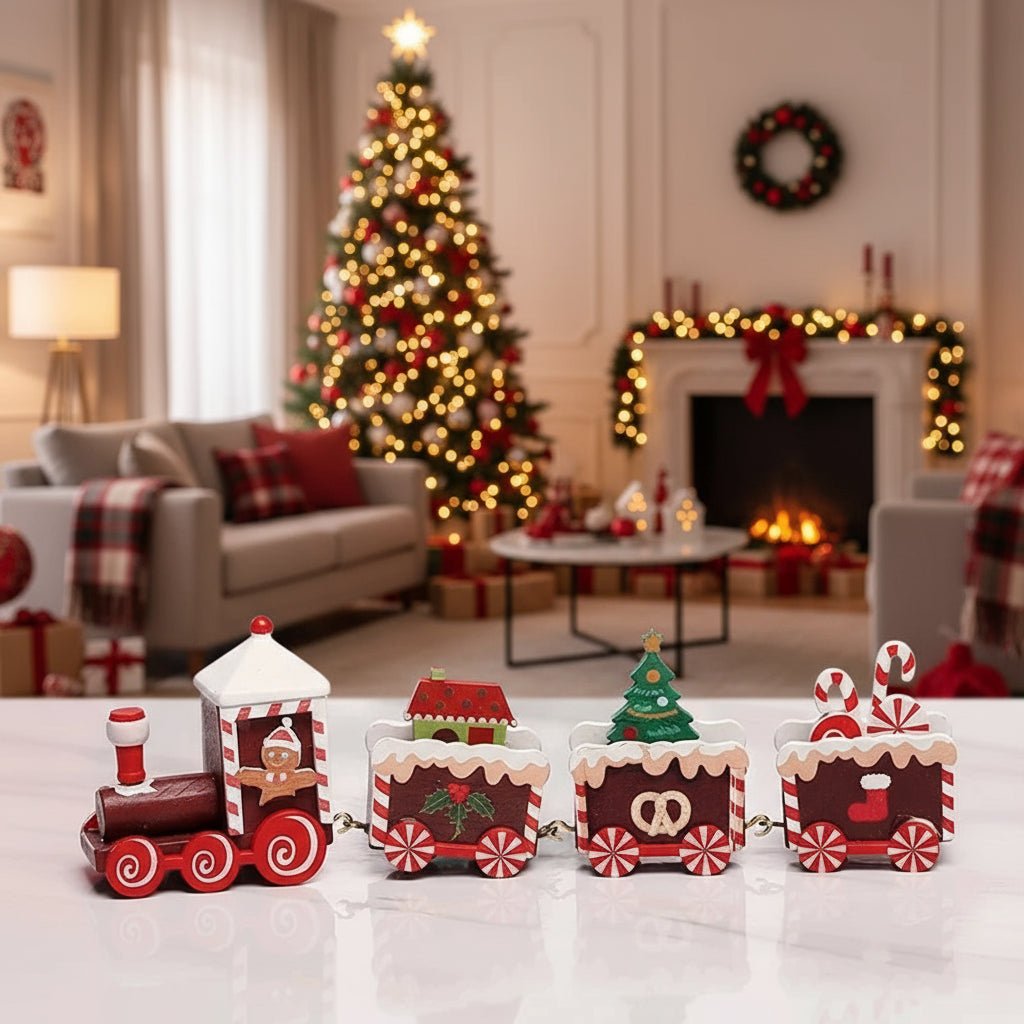 NORTHLINE – Feestelijke Trein Kerstdecoratie van Hout en Kunststof