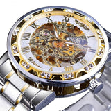 Retro lichtgevend skelet mechanisch horloge