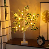 Kerstmis Groene Bladeren LED Boom – Warm Witte Feestelijke Batterij-Aangedreven Verlichting