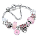 925 Sterling zilveren armband met bloemencharms | Elegante dames sieraad cadeau