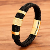 Armband in geweven leerstijl