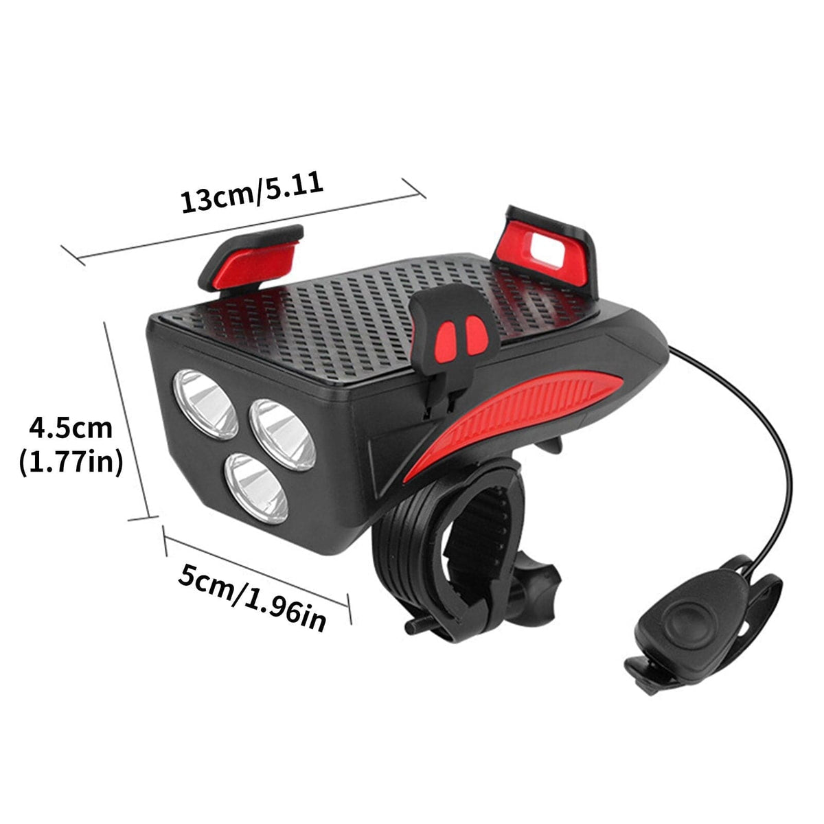 RideLight | 4-in-1 Multifunctionele Fietslamp | Telefoonhouder | Powerbank | Claxon | Schokbestendig | Waterdicht | 400 Lumen | 3 Lichtstanden | Universele Compatibiliteit | Eenvoudige Installatie