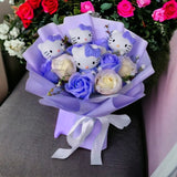Boeket Van Gekleurde Synthetische Bloemen Met Hello Kitty Figuren Voor Cadeaus En Decoratie
