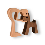 Paws of Love - Hond en Mens Handgemaakte Houten Sculptuur - Symbool voor Eeuwige Verbondenheid