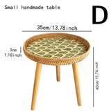 Scandi Salontafel - Handgemaakte Rieten Salontafel rond - Salontafel Hout