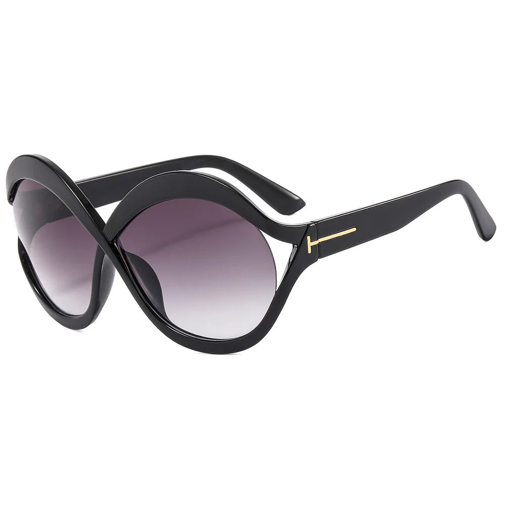 Elegante Ronde Oversized Zonnebril – Licht en Beschermend