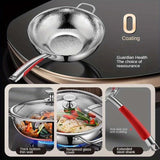 CUISTRON – Premium Titan-Wok met ronde bodem voor inductiekookplaten en moeiteloos roerbakken