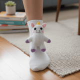 HUGFOOT – Knusse Huissokken met Schattige 3D-Dieraccent en Veilige Antislipzool