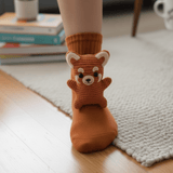 HUGFOOT – Knusse Huissokken met Schattige 3D-Dieraccent en Veilige Antislipzool