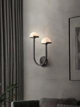 Paddenstoel Alabaster Wandlamp – Elegant Ontwerp van Natuursteen met Warme LED Glans