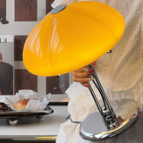 Paddenstoel Bauhaus Tafellamp – Tijdloos Ontwerp in Amber Glas & Metaal