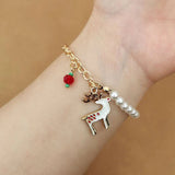 SHINELET – Feestelijke Charm-Armband met Glanzende Parels voor Kerstmis
