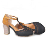 Pumps met Hak – Vintage T-Bandje & Tweekleurig Ontwerp