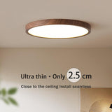 Ultradunne Circulaire Plafondlamp – Strakke Walnoot-effect LED voor een Modern Huis