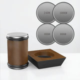 DIASHARP – Rollende Messcherpsteller-set met diamantslijper en houten platform