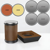DIASHARP – Rollende Messcherpsteller-set met diamantslijper en houten platform